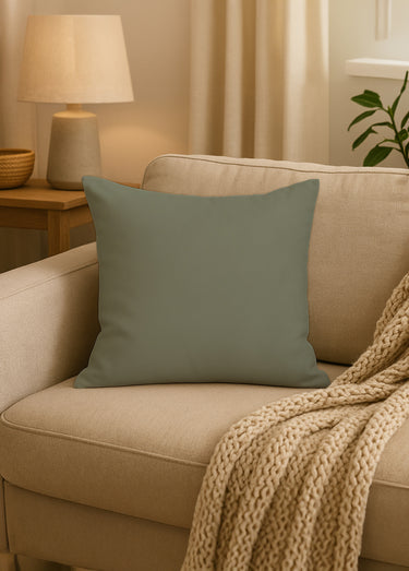 Housse de coussin unie entretien facile Kaki