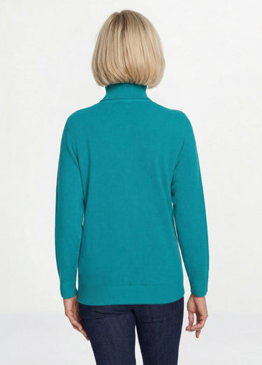 Pull doux col roulé manches longues Vert