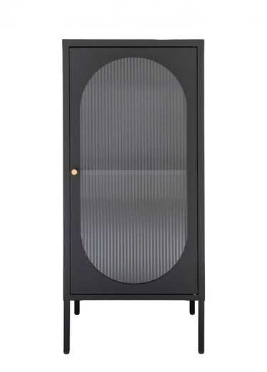 Vitrine bois manguier, porte verre ondulé Noir
