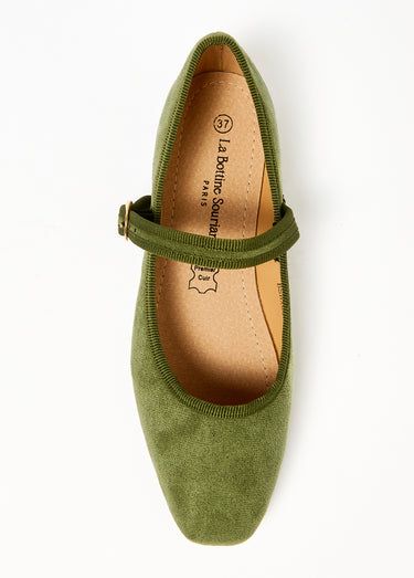 Ballerines style babies avec bout carré Vert Kaki