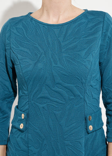 Robe courte galbée jacquard reliefé Bleu Canard