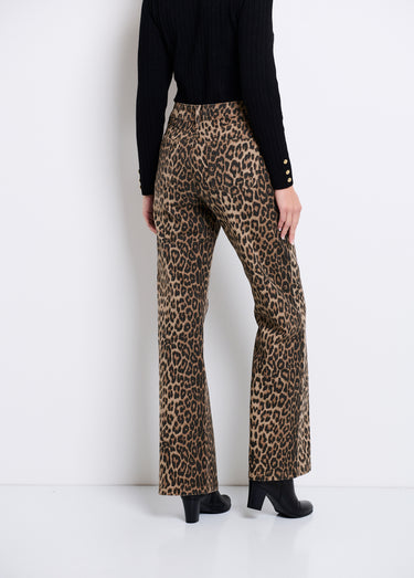 Jean 5 poches droit motif léopard Leopard