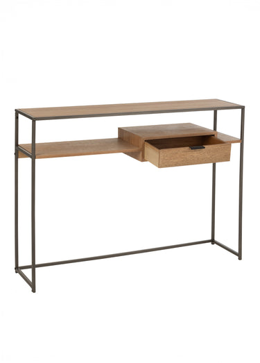 Console-bureau en bois clair et métal Naturel