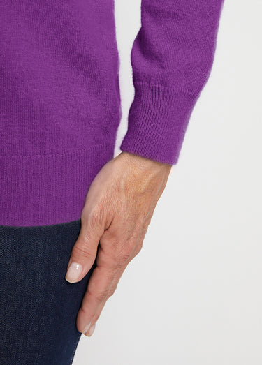 Pull chaud col montant avec laine et angora Aubergine