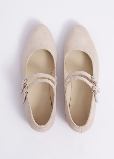 Ballerines babies cuir à talon doubles brides Beige