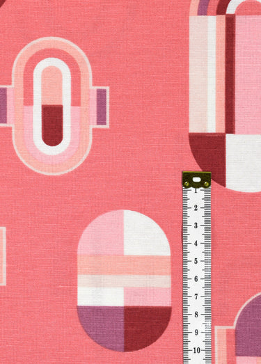 Coupon tissu déco, ovale rétro 3x1,4m Imprime/Rose