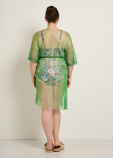 Robe de plage en maille multicolore Vert