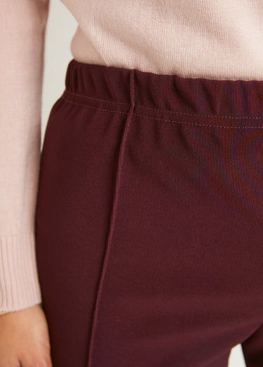 Pantalon droit taille élastiquée maille côtelée Bordeaux