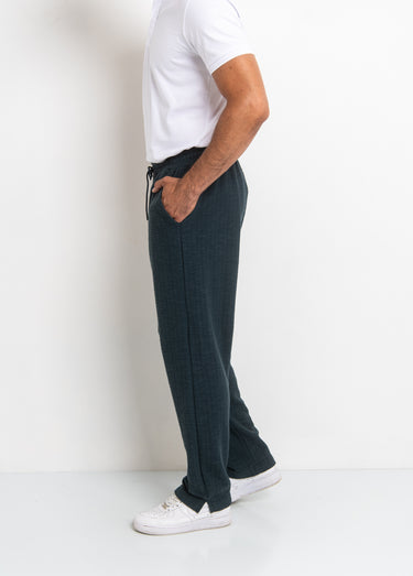 Pantalon en maille lien à la taille Bleu