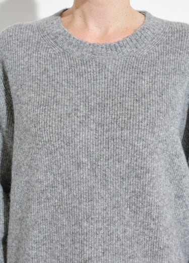Pull chaud côtelé avec laine et fibres recyclées Gris Chine