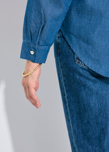 Chemisier col tailleur en chambray manches longues Denim