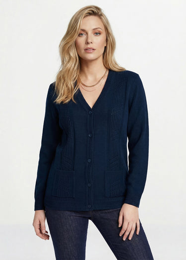 Gilet boutonné manches longues Marine