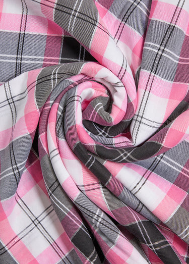 Coupon tissu carreaux avec fil métallisé Carreaux Rose