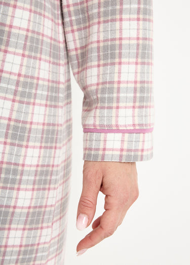 Chemise de nuit liquette flanelle carreaux coton gratté Ecossais Gris