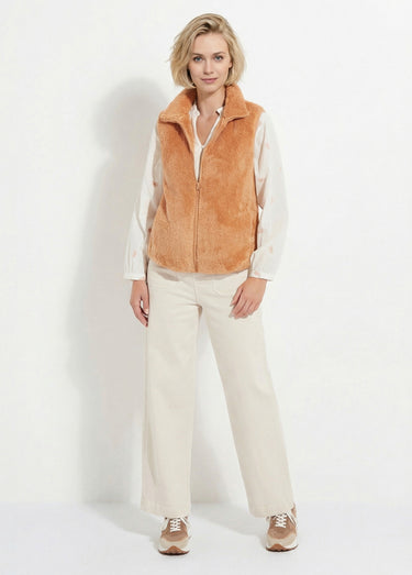 Veste fausse fourrure sans manches col montant Chamois