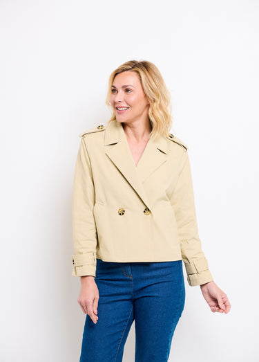 Trench court double boutonnage coton doublé Beige