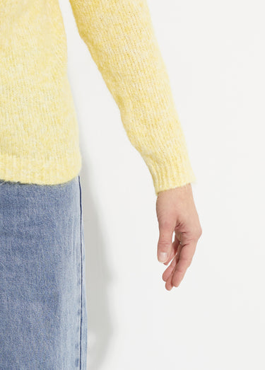 Gilet col rond en maille avec laine Jaune