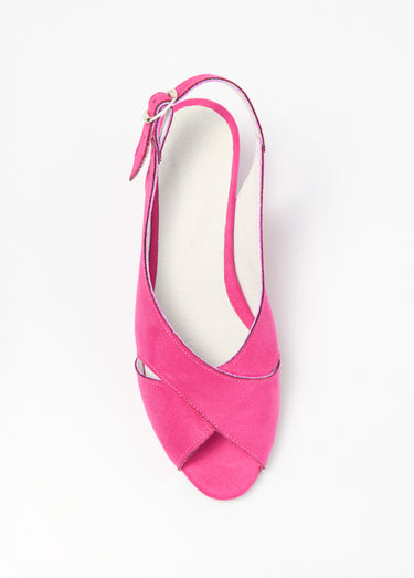 Sandales à talon brides croisées largeur confort Fuchsia