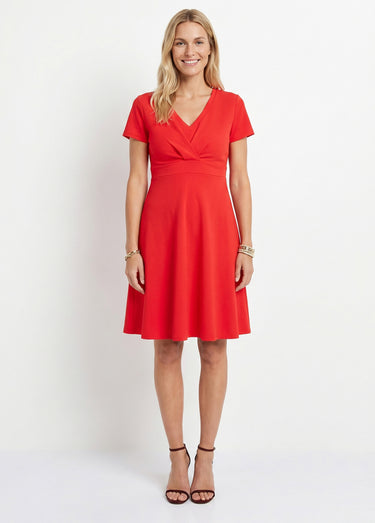 Robe courte effet drapé maille gaufrée Rouge