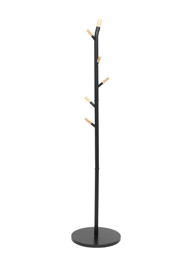 Porte manteaux acier bois avec 6 patères Noir