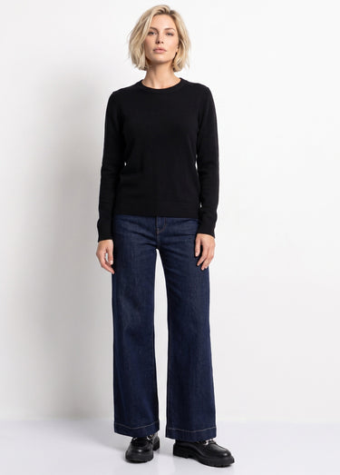 Pull doux col rond manches longues Noir