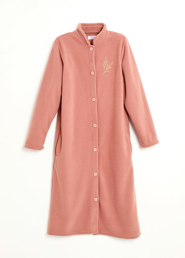 Peignoir polaire col montant long 115cm Terracotta