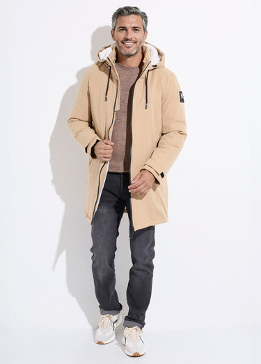 Parka casual fourrée à capuche Beige