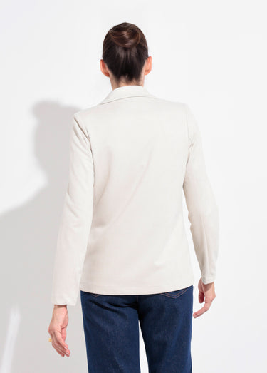 Veste col tailleur 1 bouton twill souple Ecru
