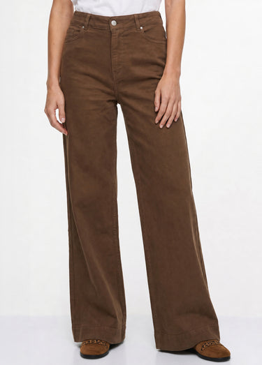 Jean large 5 poches taille haute Taupe
