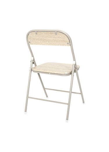 Chaises pliantes métal et effet pierre Blanc/Beige
