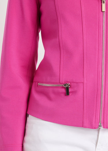Veste courte zippée droite maille milano Fuchsia