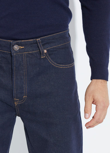 Jean denim 5 poches bas resserré, brut Bleu