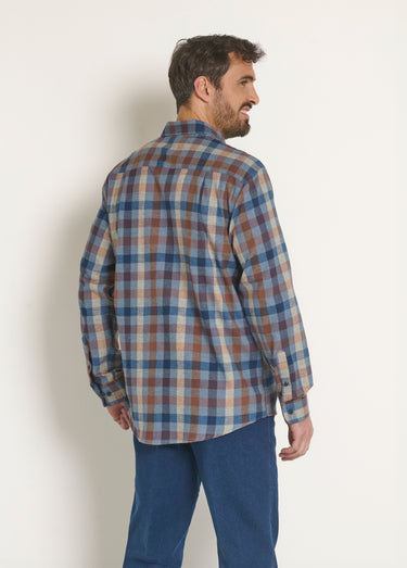 Chemise à carreaux en flanelle chaude Carreaux Beige/Bleu