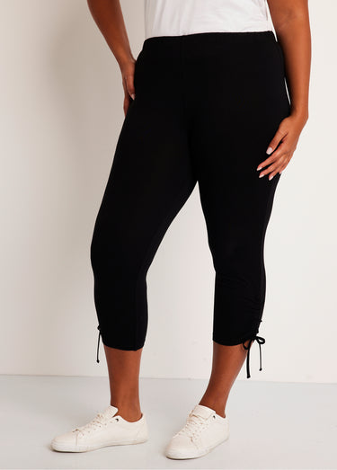 Legging court ceinture élastiqué Uni Noir