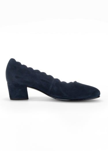 Escarpins cuir nubuck avec bord écailles Marine