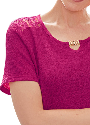 T-shirt court dentelle Cassis