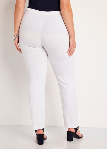 Legging coton stretch taille élastiquée Blanc