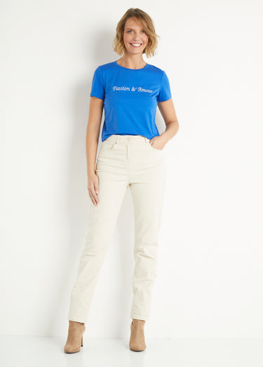 T-shirt à message manches courtes Bleu