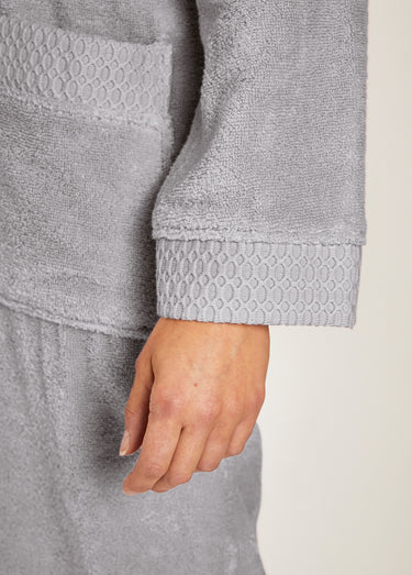 Peignoir éponge pur coton forme kimono Gris