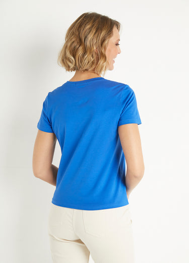 T-shirt à message manches courtes Bleu