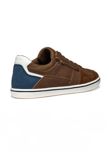 Baskets multimatières lacets et zip Marron