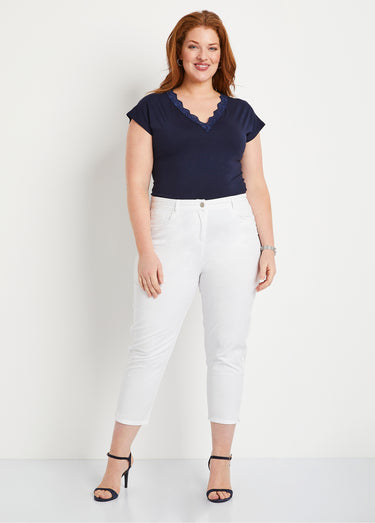 Pantacourt taille élastiquée 5 poches Blanc