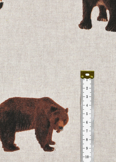 Coupon déco aspect lin, ours 2x1,4m Ecru Ours Brun