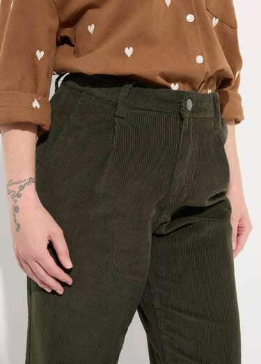 Pantalon large velours, spécial PETITE Kaki