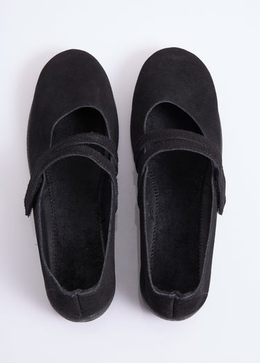 Ballerines scratchées cuir fabriquées en France Noir
