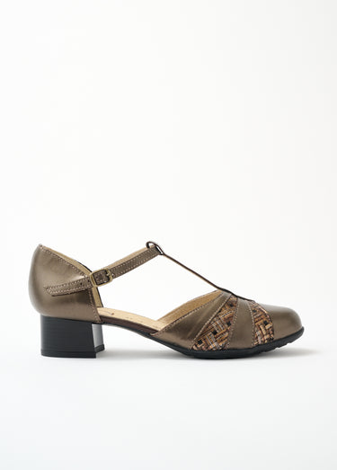 Escarpins bi-matière grande largeur Bronze