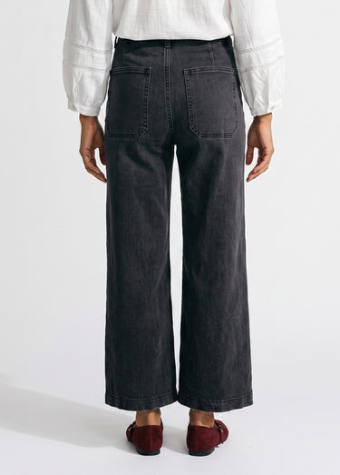 Jean wide taille haute, poches plaquées Gris