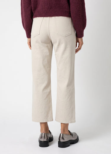 Jean stretch coupe droite taille haute Ecru