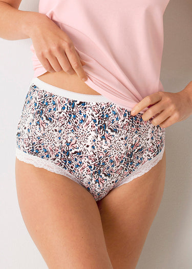 Culottes taille haute, détail dentelle Imprime Lot 2