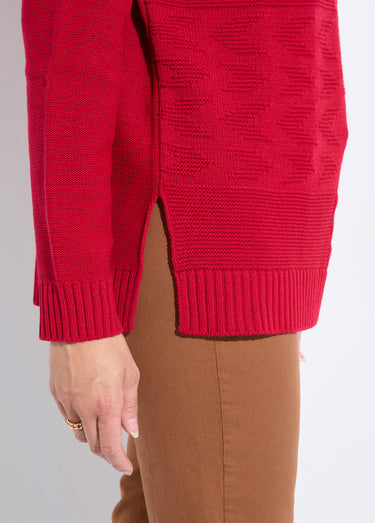Pull-tunique col rond manches longues Groseille